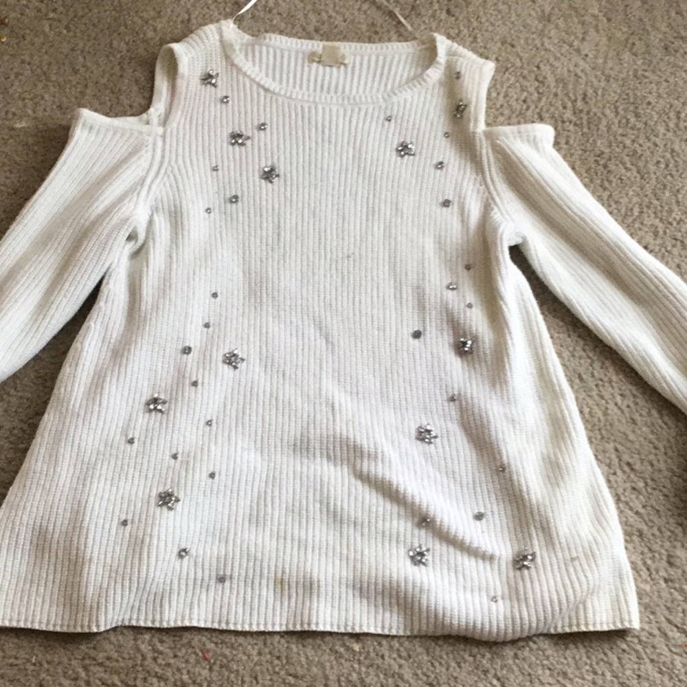 Cold shoulder rhinestone embellished top